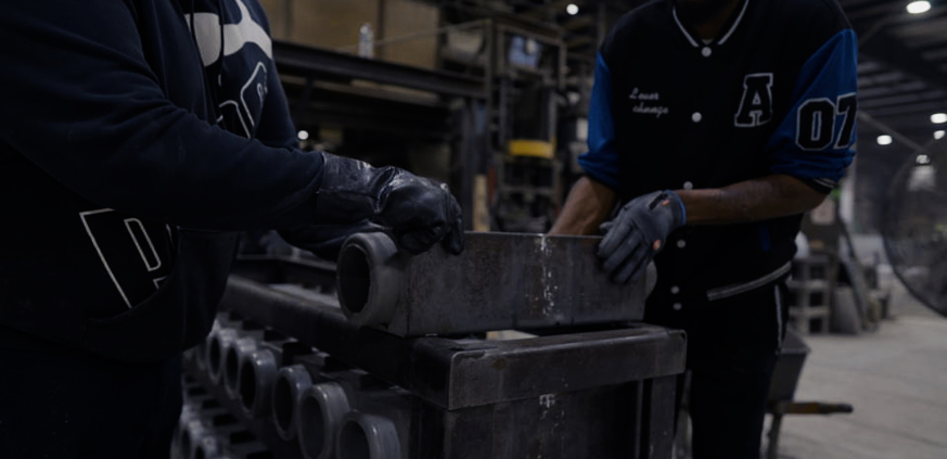 Precast concrete products being manufactured inside the Roman Stone facility