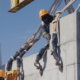 Roman Stone employee working on a precast concrete structure during the manufacturing process.